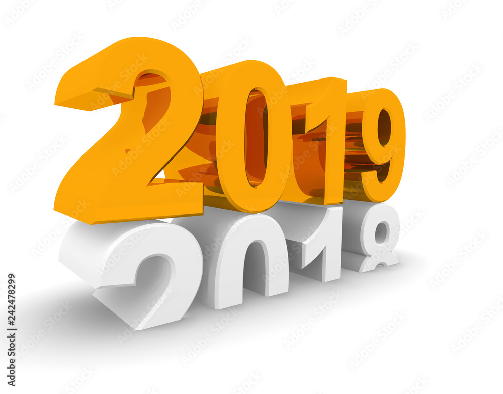 New Year 2019 concept 3d image New Year 2019 concept 3d image