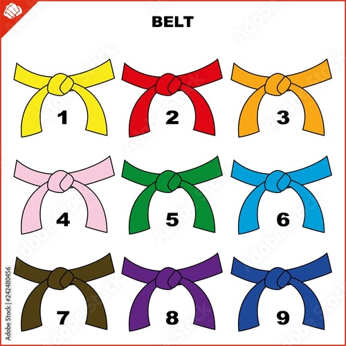 Colored belts for martial arts kimono set, dogi karate,bjj, judo, taekwondo, hapkido, karate.