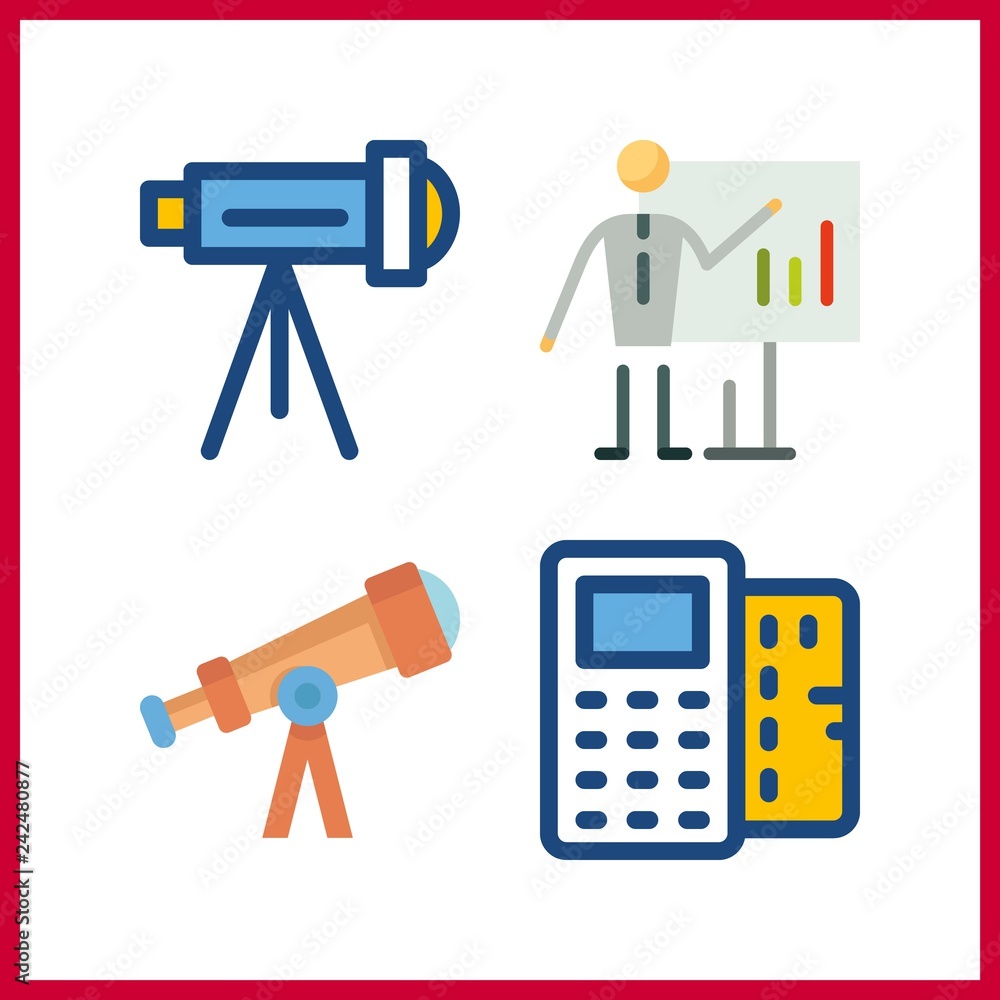 4 pointing icon. Vector illustration pointing set. point of service and telescope icons for pointing works