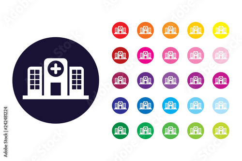 Hospital sign icon. Hospital color symbol.