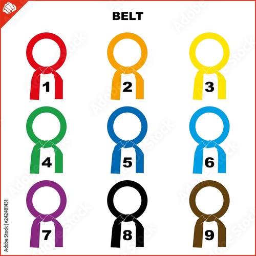 Colored belts for martial arts kimono set, dogi karate,bjj, judo, taekwondo, hapkido, karate.