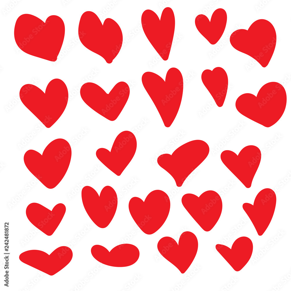 Set of hand drawn hearts.Vector illustration