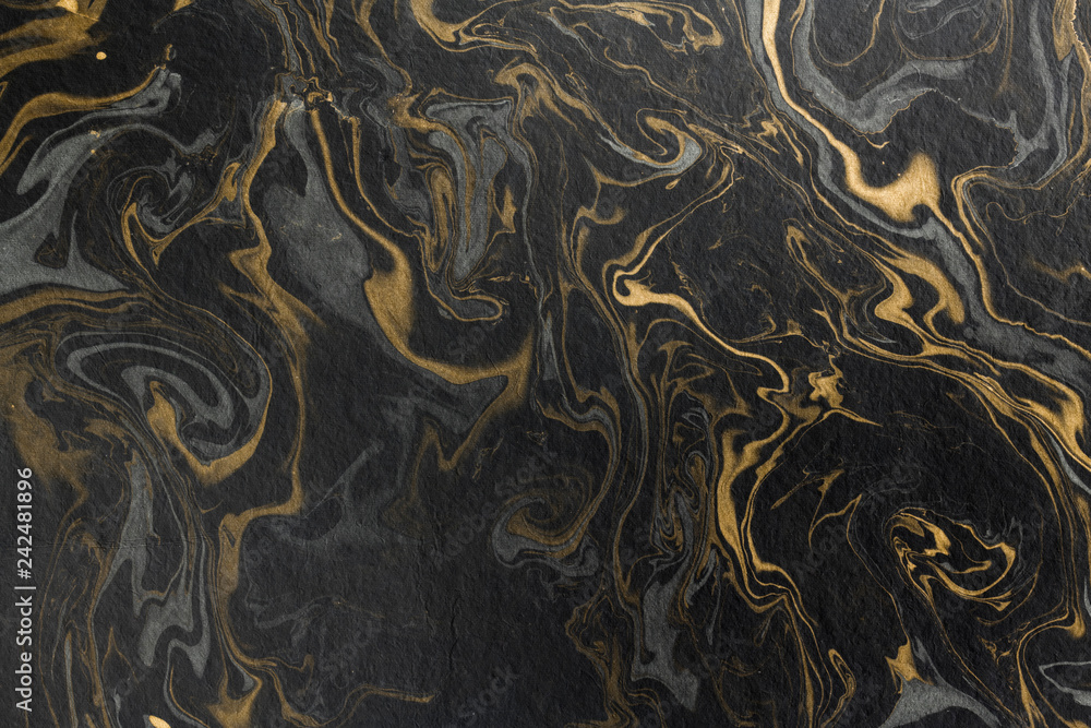 marble ink paper texture black grey gold