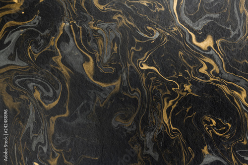 marble ink paper texture black grey gold © FrauPixel