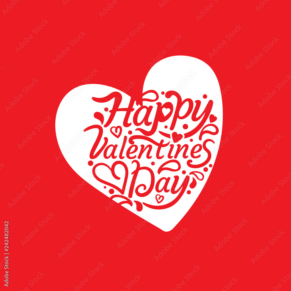 Greeting card with sign Happy Valentine's Day text. For  banners,wallpapers and craft paper.Vector illustration