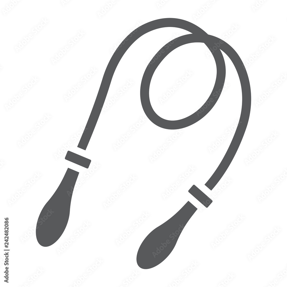 Jumping rope glyph icon, fitness and sport, skipping rope sign, vector graphics, a solid pattern on a white background. Jumping rope glyph icon, fitness and sport, skipping rope sign, vector graphics, a solid pattern on a white background.