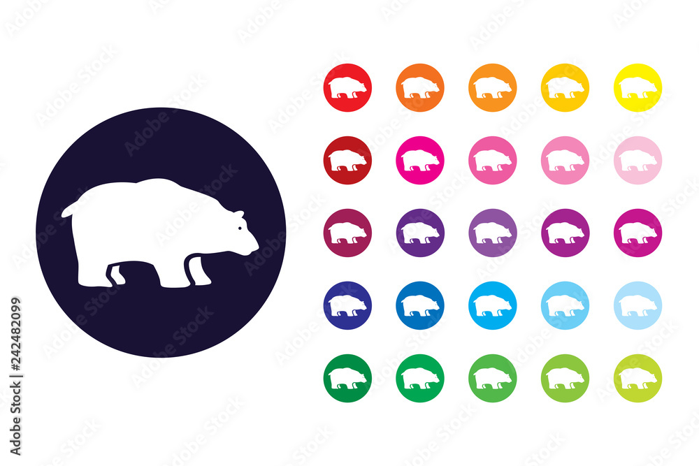 Polar bear sign icon. Polar bear color symbol. Polar bear sign icon. Polar bear color symbol.