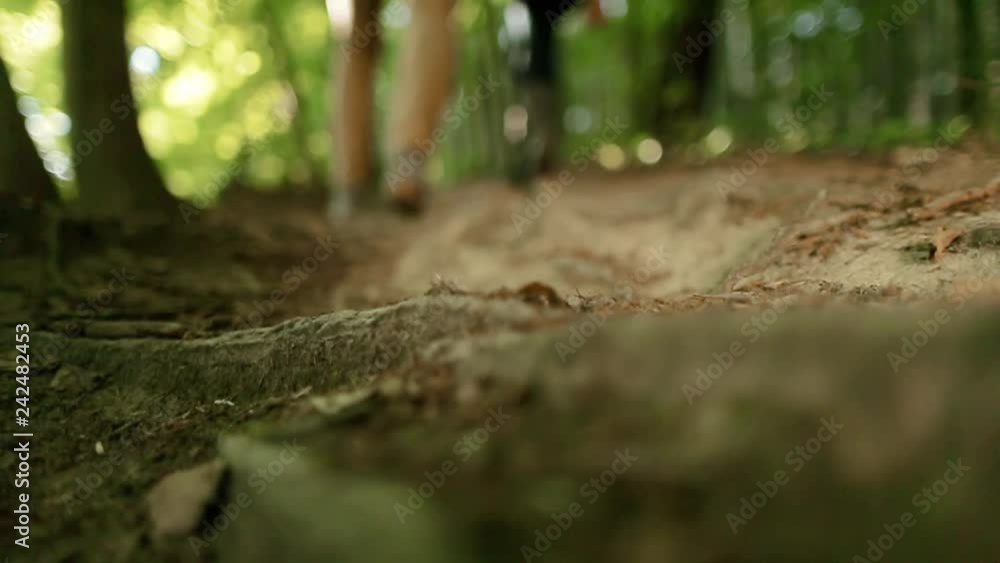 Young People Are Walking Along A Road. Close-up. Young People Are Walking Along A Road. Close-up.