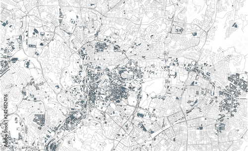 Mappa satellitare di Kuala Lumpur, Malesia, strade della città. Stradario e mappa del centro città photo