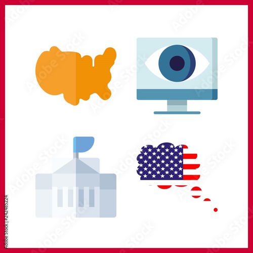 4 government icon. Vector illustration government set. usa and white house icons for government works