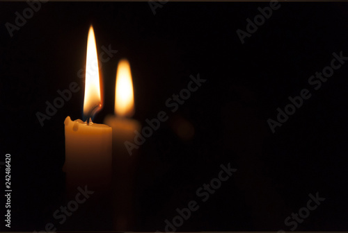 Candle flame on a dark background