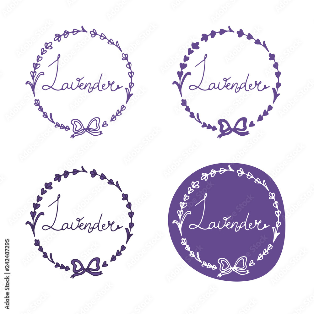 Set of template label logo design of abstract icon lavender. Vector illustration