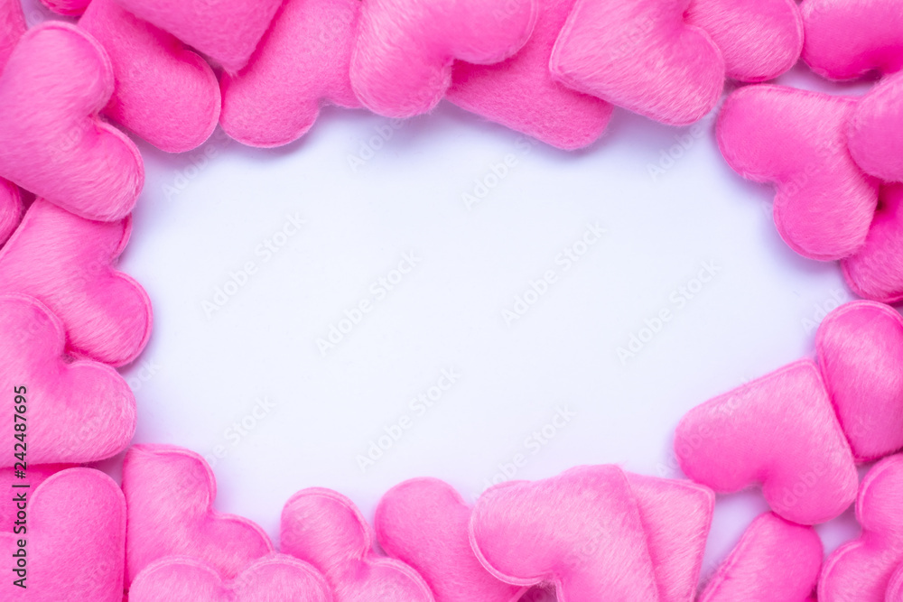 pink heart shape decoration background with blank copy space for text. Love, Wedding, Romantic and Happy Valentine’ s day holiday concept
