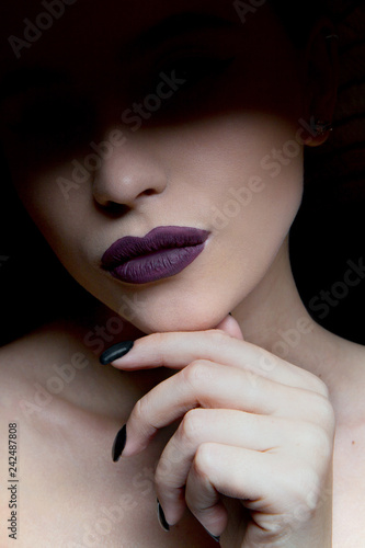 Amazing makeup.Sensual lips.