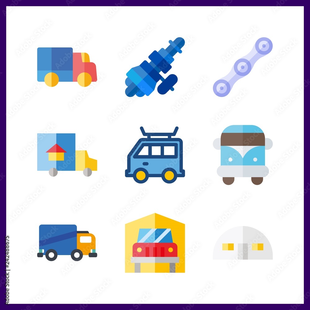 9 logistic icon. Vector illustration logistic set. truck and chain icons for logistic works 9 logistic icon. Vector illustration logistic set. truck and chain icons for logistic works