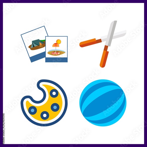 4 hobby icon. Vector illustration hobby set. pruners and paint palette icons for hobby works