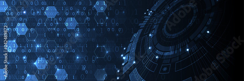 Abstract blue hexagon futuristic background for design works.
