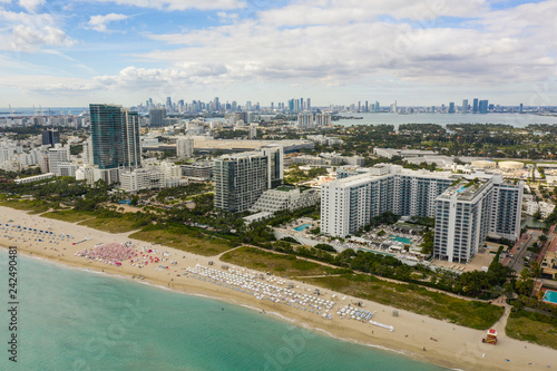 Aerial photo beachfront resorts and condominiums Miami Beach © Felix Mizioznikov