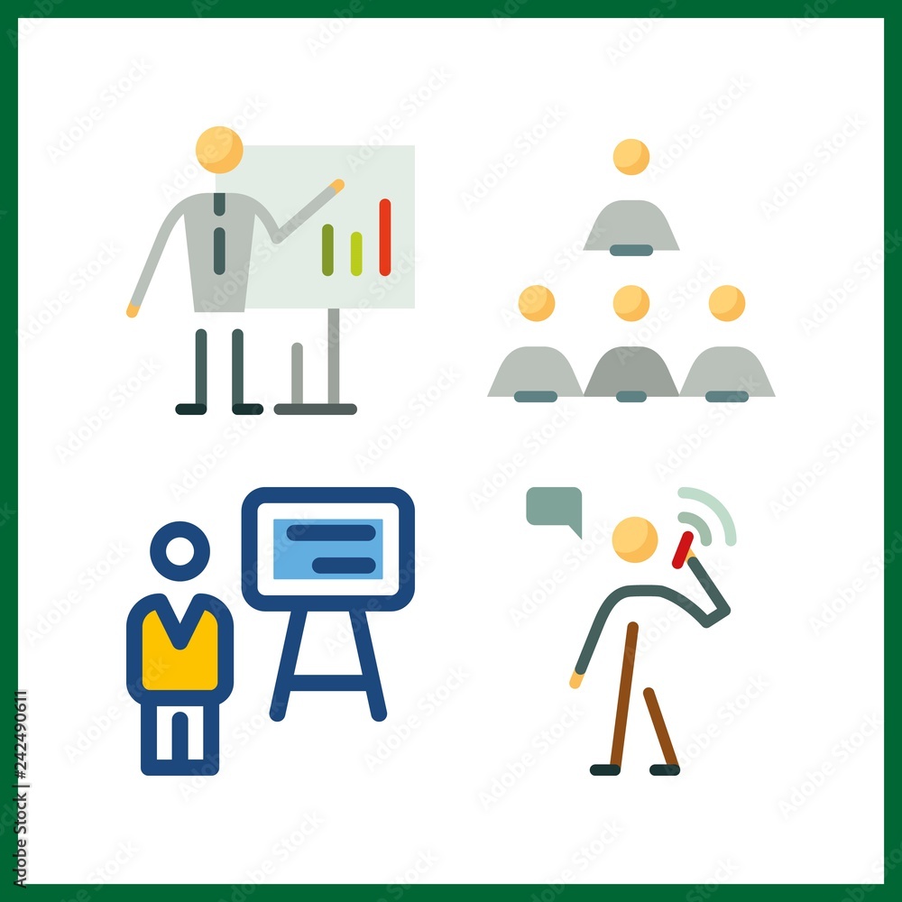 4 discussion icon. Vector illustration discussion set. talking and boss icons for discussion works 4 discussion icon. Vector illustration discussion set. talking and boss icons for discussion works