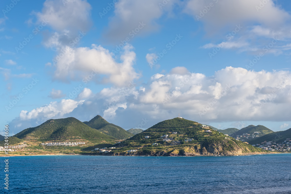 Scenic view of St. Maarten, Dutch-side, in the Caribbean