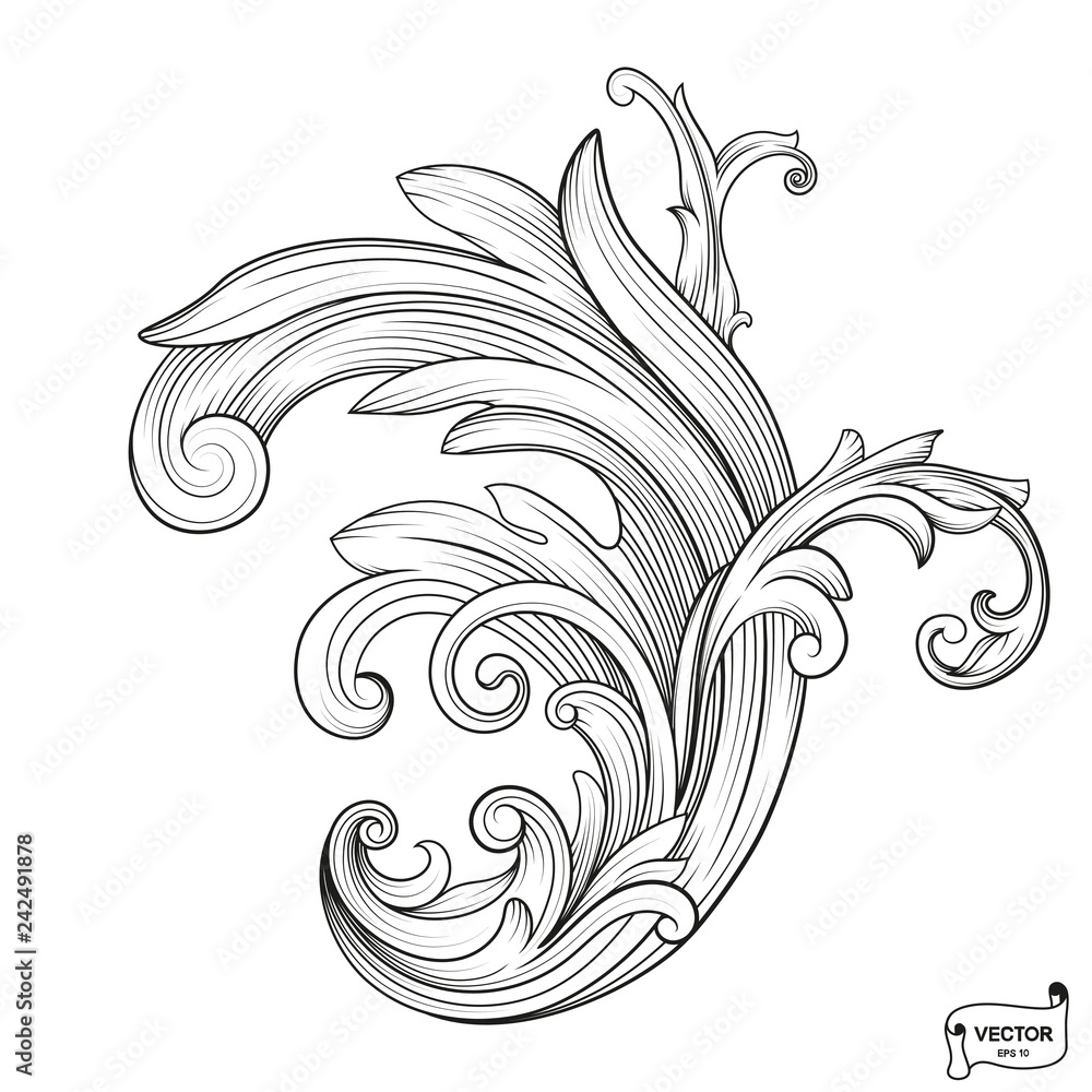 Fototapeta premium Curls and scrolls ornament for design elements.