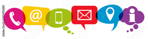 colored speech bubbles with communication icons