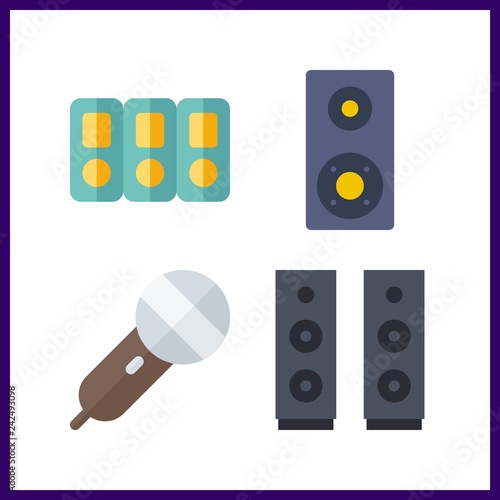 4 presentation icon. Vector illustration presentation set. speaker and microphone icons for presentation works