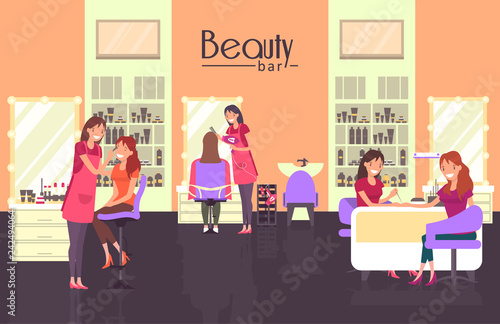 Beauty bar with nail master and haircutter