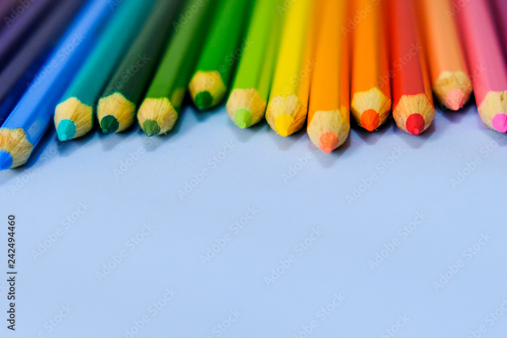 Colors Pencill on blue background Colors Pencill on blue background