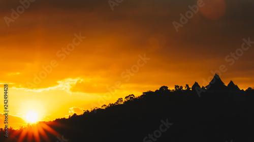 silhouette landscape sunset in the mountains © anut21ng Stock