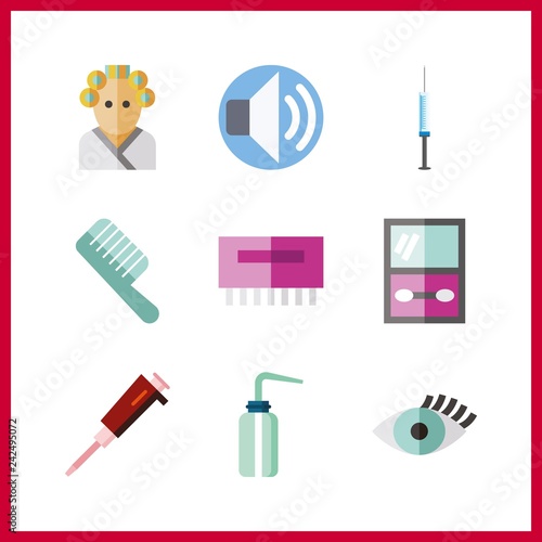9 salon icon. Vector illustration salon set. eyelash and hair curler icons for salon works