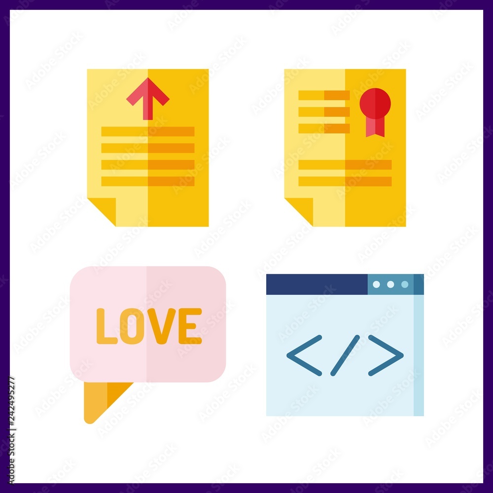4 text icon. Vector illustration text set. text file and title icons for text works 4 text icon. Vector illustration text set. text file and title icons for text works