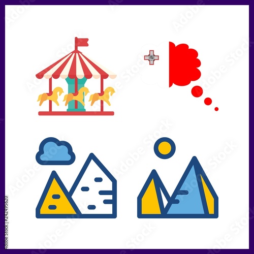 4 attraction icon. Vector illustration attraction set. malta and carousel icons for attraction works