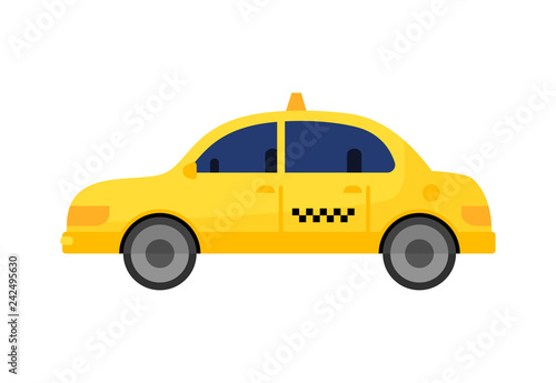 Yellow taxi car illustration. Auto, lifestyle, travel. Transport concept. Vector illustration can be used for topics like airport, travelling, city