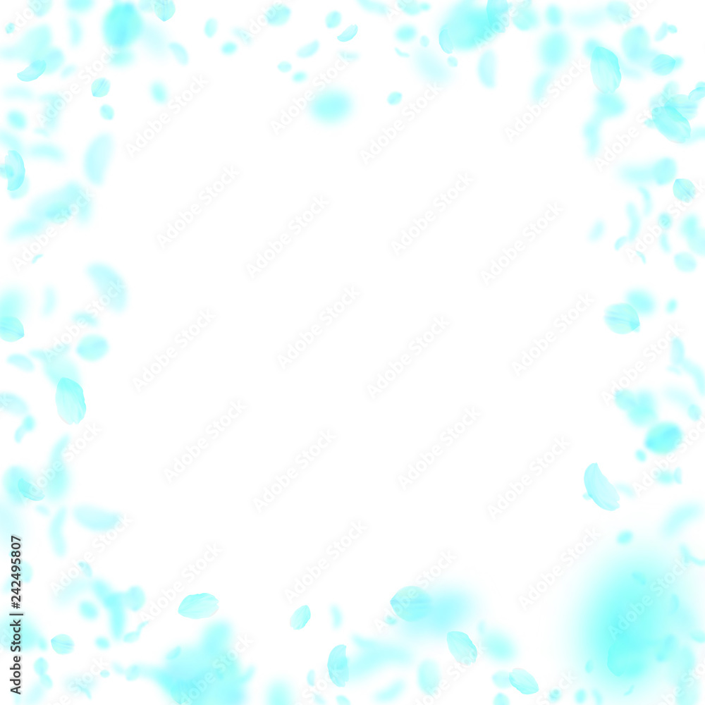 Turquoise flower petals falling down. Modern roman Turquoise flower petals falling down. Modern roman