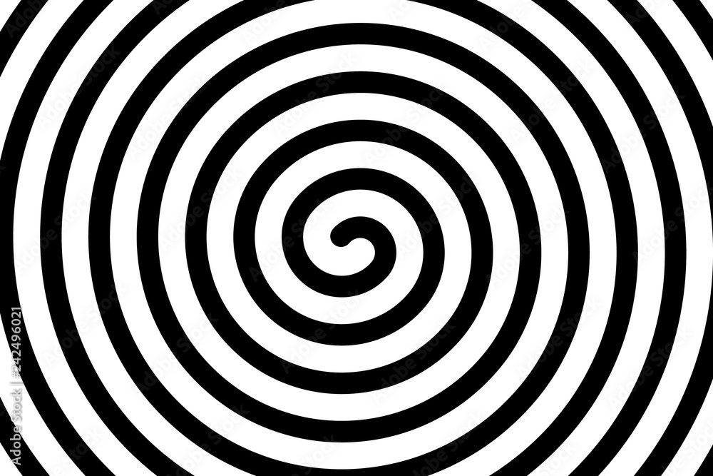 Simple black and white background. Spiral in retro pop art style Simple black and white background. Spiral in retro pop art style
