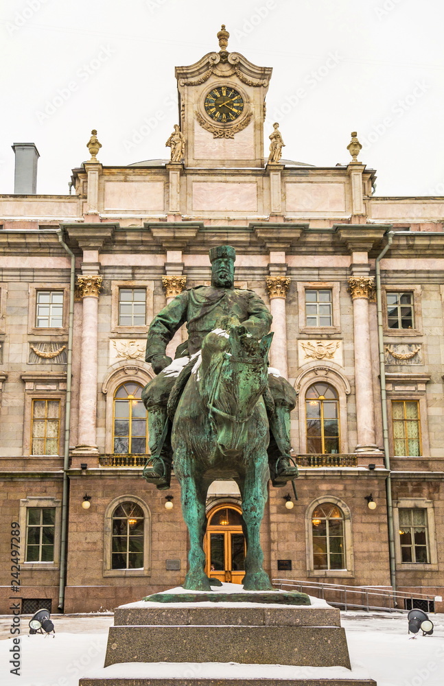 Fototapeta premium Monument to the Russian Emperor Alexander the Third in St. Petersburg