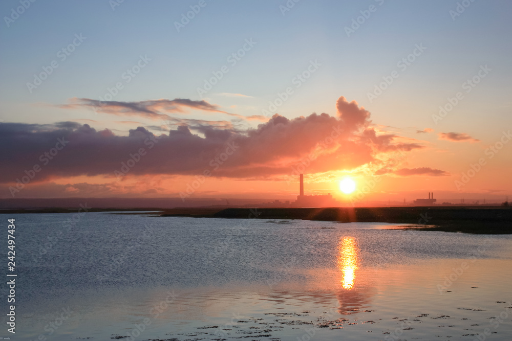 Sunset on the Isle of Grain, Kent, UK