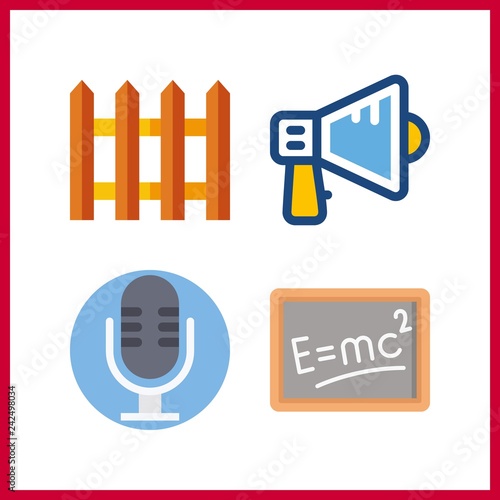 4 announcement icon. Vector illustration announcement set. megaphone and microphone icons for announcement works