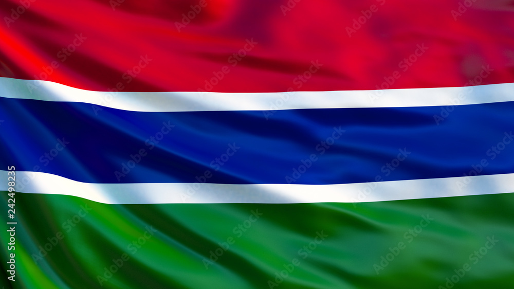 Gambia flag. Waving flag of Gambia 3d illustration Gambia flag. Waving flag of Gambia 3d illustration