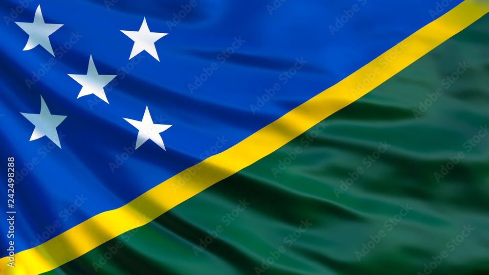 Solomon Islands flag. Waving flag of Solomon Islands 3d illustration Solomon Islands flag. Waving flag of Solomon Islands 3d illustration