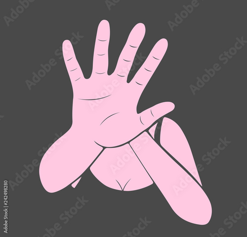Woman stretching out hand for self-defense. Creative vector for stop violence against women design illustration. 