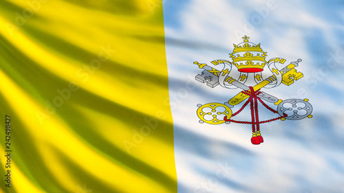 Vatican flag. Waving flag of Holy See 3d illustration