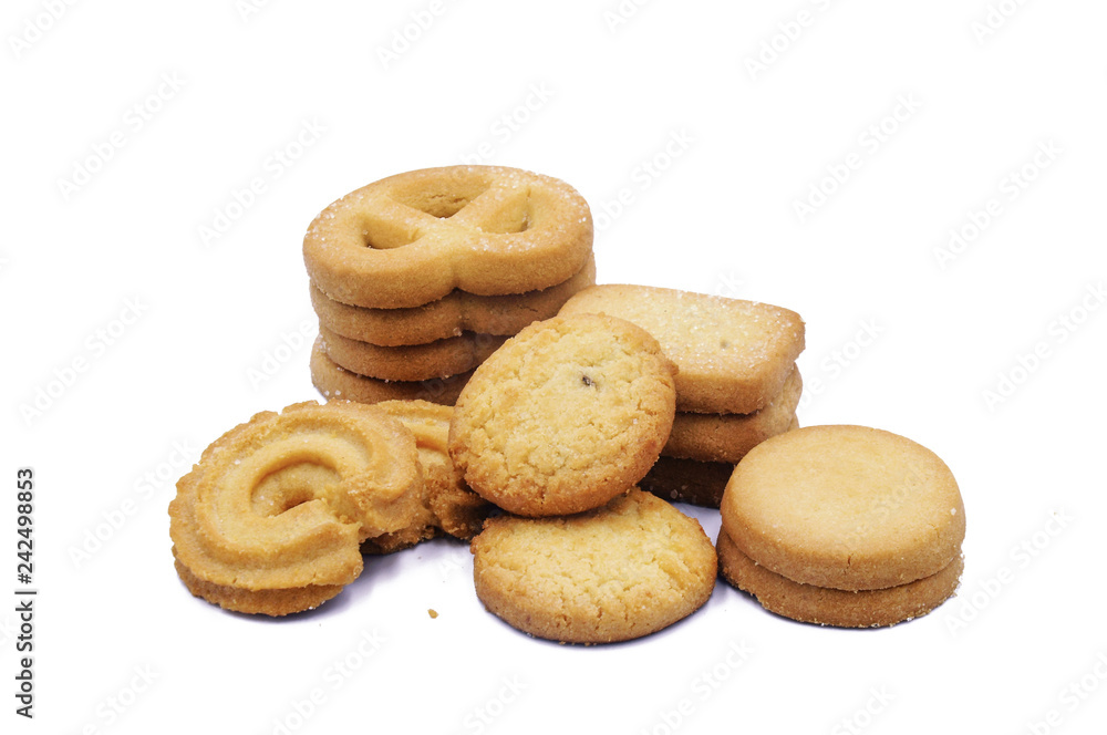 Butter cookies on white background Butter cookies on white background
