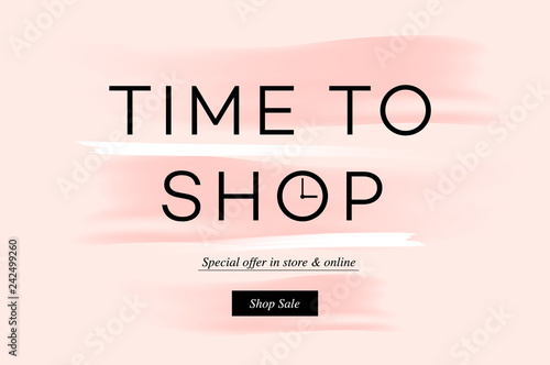 Sale banner, time to shopping, online shopping landing page, E-commerce, vector illustration.