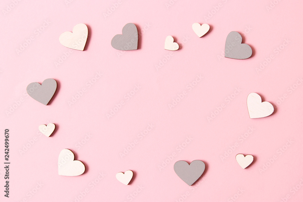 Valentine's day background in minimalism style. Hearts, background, place to insert text. Valentine's day background in minimalism style. Hearts, background, place to insert text.