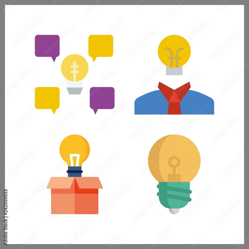 4 lightbulb icon. Vector illustration lightbulb set. light bulb and idea icons for lightbulb works 4 lightbulb icon. Vector illustration lightbulb set. light bulb and idea icons for lightbulb works