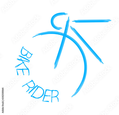 Bicycle contour silhouette simple drawing. Blue Bike rider vector illustration isolated. EPS10