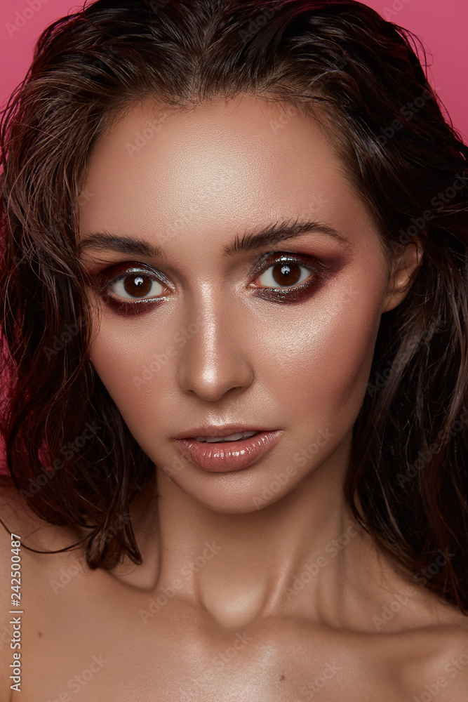 Beautiful fashion model, fashion portrait, girl with a bright make-up Beautiful fashion model, fashion portrait, girl with a bright make-up