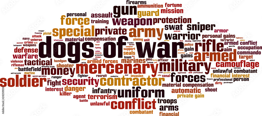 Obraz premium Dogs of war word cloud